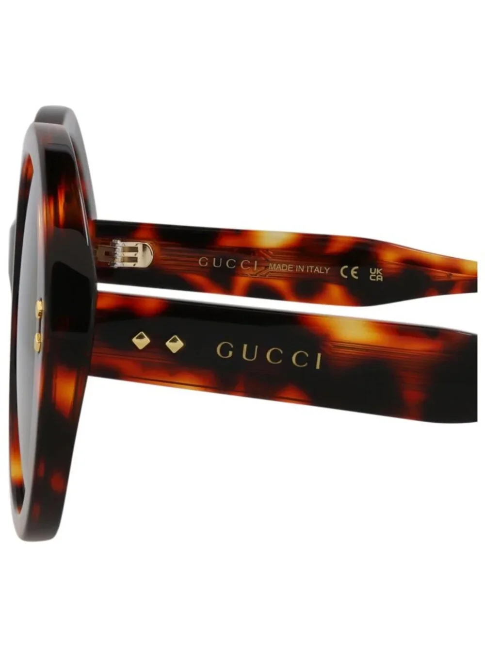 New Gucci Women's Sunglasses Round Oval Acetate Frame Havana Havana Smoke